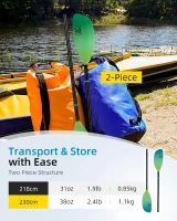 OCEANBROAD Floatable 2-Piece Kayak Paddle — Alloy Shaft, 86in (218cm) / 90.5in (230cm) Oar for Boating, Canoeing, Kayaking(m-6)