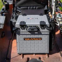 YakAttack BlackPak Pro 13in x 13in Kayak Fishing Crate – Battleship Grey, 3 TetherTube Rod Holders | Compact Lightweight Durable Customizable(m-9)