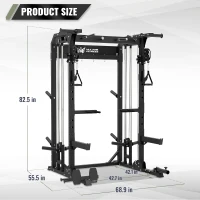 MAJOR FITNESS F22 Power Rack — 1600 lb All-in-One Squat Rack with Dual Pulley System(m-7)