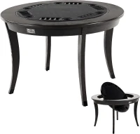 Barrington 48"" 2-in-1 Rotating Poker & Dining Table — Wood Veneer Frame with Hidden Faux-Leather Poker Top for 6 Players(m-1)