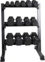 CAP Barbell Rubber Hex Dumbbell Set with Three-Tier Rack — Multiple Capacities (280 lb, 550 lb & 1200 lb)(m-1)