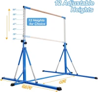 Collapsible Kids Gymnastics Bar 5FT - Adjustable 35.4""–59"", Ages 5-20, 500 lb Capacity with Safety Mat, Home Use(m-2)