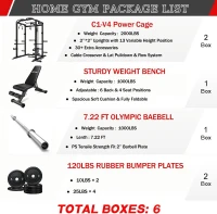 GOIMU C1-V4 Power Cage — 2000 lb Capacity Squat Rack with Lat Pulldown, Multi-Function Strength Cage with Multiple Attachments for Home/Garage(m-2)