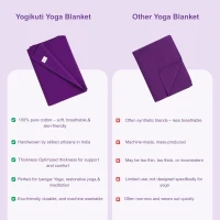 Yogikuti Iyengar Thick Handwoven Cotton Yoga Blanket Set of Two – Premium Support for Restorative Yoga, Meditation & Pranayama (Purple)(m-7)