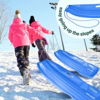 Slippery Racer Downhill Xtreme Flexible Toboggan — Plastic Snow Sled for Adults & Kids, Up to 2 Riders, with Pull Rope and Handles(m-6)