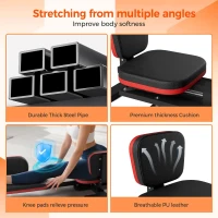 NArra Heavy-Duty Leg Stretcher — Adjustable Flexibility Trainer up to 330 lbs, Gear-Driven 180° Stretch Machine with Padded Seat and Footrests (Black)(m-6)