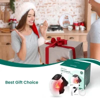 Snailax Cordless Heated Knee Massager Wrap — Portable Knee Brace with 3 Vibration Modes, 3 Heat Levels & LED Touch Screen — Gift(m-8)