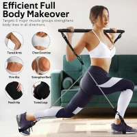 REN RAN RING Pilates Bar Set with Resistance Bands – Adjustable Metal Buckle, All-in-One Home Pilates Bar for Men & Women Full-Body Workouts(m-5)