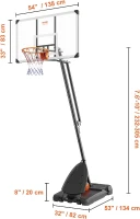 VEVOR Adjustable Portable Basketball Hoop with Weighted Base, Wheels and PC Backboard — Indoor/Outdoor for Youth & Adults(m-8)