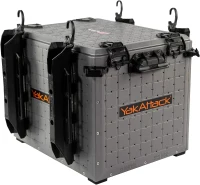 YakAttack BlackPak Pro 13in x 16in Kayak Fishing Crate – Battleship Grey, 4 TetherTube Rod Holders | Lightweight Durable Customizable(m-1)