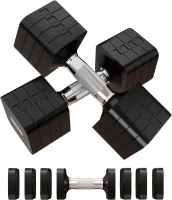 Adjustable Dumbbell Set — Selectable 15/20/40/50 LB Pair, Compact Free Weights for Home Workouts and Strength Training(m-1)