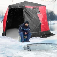 VEVOR Large Insulated Pop-Up Ice Fishing Tent – 600D Oxford, 80g Padding, Hub-Style Shelter for Multiple Anglers, Waterproof, Includes Anchors, Ropes & Carry Bag(m-2)