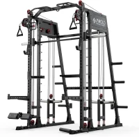 Mikolo M4 2.0 Ultra Smith Machine & 2200 lb Power Rack with Dual Cable Crossover and Leg Hold-Down Attachment(m-1)