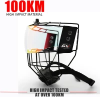 GY Hockey Helmet Cage and Face Shield Protector Combo — Steel Wire Cage with Polycarbonate Visor(m-2)
