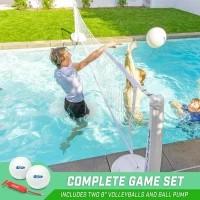 GoSports Splash Net PRO Pool Volleyball Set - Adjustable Water Volleyball Net with 2 Water Balls and Pump, Fits Most Inground Pools(m-5)