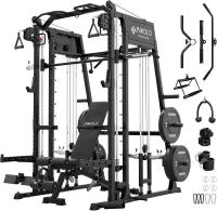 Mikolo M4 2.0 Smith Machine & 2200 lb Power Rack with Dual Cable Crossover, Lat Pulldown and Leg Hold-Down Attachment(m-1)