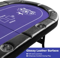 8-Player Foldable Poker Table - Rioloiuy 71"" Texas Hold'em Casino Table with Padded Rails, Deep Cup Holders and Portable Folding Design for Home or Game Room(m-3)