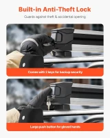 VEVOR Ski & Snowboard Roof Rack, Carries up to 6 Pairs of Skis or 4 Snowboards, 2-Pack Aluminum Universal Roof Holders with Lock & Rubber Padding, Carrier for Fishing Rods, Fits Most Slotted Crossbars(m-5)