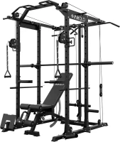 Mikolo K6 Power Cage with Cable Crossover & LAT Pulldown — 1500LB Capacity Home Gym Rack(m-1)