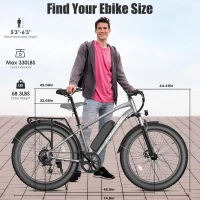 Funhang Electric Bike for Adults - Peak 1000W Ebike, 26"" Fat Tire Mountain Bike, 25 MPH, 60 Mile Range, 48V 13Ah Battery, Rear Rack, Front Suspension, 7-Speed, UL 2849 Certified(m-7)