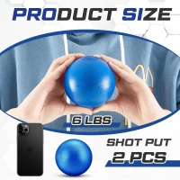 2-Piece Cast Iron Shot Put Set – 6 lb (2.7 kg) Blue Painted Outdoor Shotput Balls, ~3.7 in Diameter for School Training and Practice(m-3)