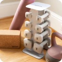 WeGym SafeGrip Square Dumbbells — Thick-Handled, Anti-Slip & Anti-Roll Free Weights for Home Training, Strength Workouts and Personal Trainers(m-2)