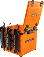 YakAttack BlackPak Pro 13"" x 13"" Orange Fishing Crate with 3 TetherTube Rod Holders – Compact Kayak Tackle Organizer | Made in USA(m-4)