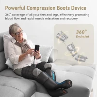 FIT KING Rechargeable Cordless Leg & Foot Massager - Full Leg Air Compression Boots with Pressure Sensor, LCD Controller, 3 Modes, 10 Intensities & 5 Timers(m-3)