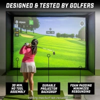 GoSports Golf Simulator Enclosure Kit with Frame and HD Impact Screen – Options: 10x8, 12x9, 14x8 ft(m-4)