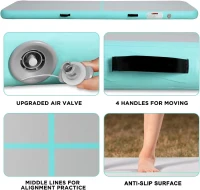 Air Inflatable Gymnastics Tumble Track 6ft/10ft/13ft/16ft/20ft — 4"" or 8"" Thick with Electric Air Pump for Cheerleading, Yoga, Pool & Outdoor Use(m-2)