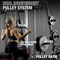 Mikolo M4 Smith Machine 2200 lb Capacity Squat Rack with Lat Pulldown & Cable Crossover, Includes Leg Hold-Down Attachment(m-2)