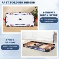 Portable Folding Air Hockey Table with Reliable 12V Motor and Digital LED Scorer — Includes 2 Pucks & 2 Strikers, Great for Families(m-3)