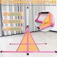 Foldable Adjustable Gymnastics Bar 5FT/6FT for Kids & Teens, Height Range 35.4–59 in (or 45–71 in), 500 lbs Capacity — Home Training Equipment(m-3)