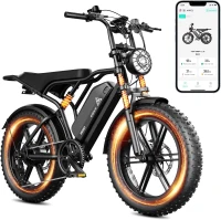 TST Electric Bike for Adults — 750W (1500W Peak) Motor, 28 MPH, 48V 25Ah Removable Battery, 20"" Fat Tires, Hydraulic Suspension, 7-Speed (Up to 100 Mile Range)(m-1)