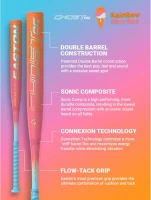 Easton 2026 Ghost OG Double-Barrel Fastpitch Softball Bat – All-Field Approved | Drops -11/-10/-9/-8 | 2-Piece Composite | Rainbow Sherbet Limited Color(m-2)