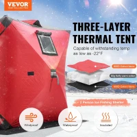 VEVOR Insulated Pop-Up Ice Fishing Tent – 600D Oxford, 80g Insulation, Hub-Style Portable Shelter for 1–8 People, Waterproof, Includes Anchors, Ropes & Carry Bag(m-2)