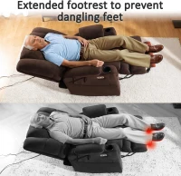 MCombo Large Triple-Motor Power Lift Recliner for Tall Seniors with Massage & Dual-Zone Heating, Adjustable Headrest — Fabric 7634 (Coffee, Large)(m-9)