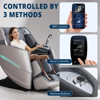 4D Full-Body Massage Chair Zero Gravity Recliner — 55"" S+L Track, 20 Auto Modes, 11 Techniques, 40 Airbags, Yoga Stretch, App Control, Negative Oxygen Ions (Grey)(m-6)