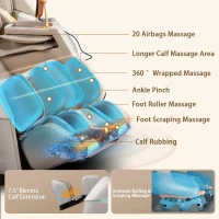 4D Full-Body Massage Chair - 55"" S+L Track Zero Gravity Recliner | 20 Auto Modes, 11 Techniques, 40-Airbag System | Yoga Stretch, App Control (Beige)(m-5)