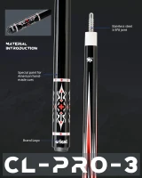 CRICAL 58-inch Carbon Fiber Pool Cue – Professional Low-Deflection Cue with 3/8×8 Pin Joint and 12.5mm Tip(m-9)