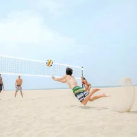 Portable Outdoor Volleyball Net Set — Heavy-Duty Anti-Sag Design with Adjustable Aluminum Poles, Winch System, Complete Accessory Pack for Backyard, Grass & Beach(m-9)