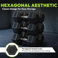 Hex Rubber-Encased Dumbbell Pairs (5–40 lb) — Solid Cast Iron Home Gym Hand Weights for Strength & Muscle Training(m-9)
