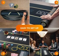 Newverest 70"" x 30"" Poker Table Top – Black Texas Hold'em Mat for 6ft & 8ft Folding Tables (30"" Width), Portable with Zipper Storage Bag in Gift Box(m-6)