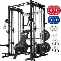 RitFit M1 / M1 Pro Smith Machine with Cable Crossover, Multi-Function Power Rack Package(m-1)
