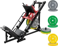 RitFit Adjustable Leg Press & Hack Squat System with Weight Plate Set – Professional Home Gym with Linear Bearings and Storage Posts(m-9)