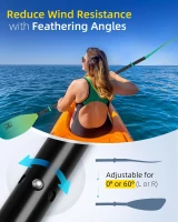 OCEANBROAD Floatable 2-Piece Kayak Paddle — Alloy Shaft, 86in (218cm) / 90.5in (230cm) Oar for Boating, Canoeing, Kayaking(m-3)