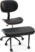 Bestier Ergonomic Bentwood Meditation Chair with Wider Spinal Back Support, 360° Swivel and Adjustable Height Cross‑Legged Office Chair for Adults up to 300 lbs (Contemporary Bentwood, Black)(m-8)