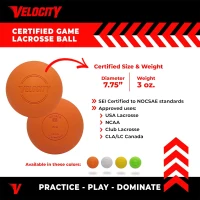 Velocity Lacrosse Balls - 1, 2, 3, 6, 12, 18, 24, 36, 60 and 120 Packs - Practice, Official NFHS and College Approved Size(m-3)