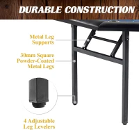 Barrington 48"" Folding Octagon Poker Table with Felt Play Surface, Padded Faux-Leather Rail and Built-In Cup Holders — 8-Player(m-6)