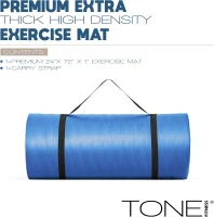 Tone Fitness 1"" Thick NBR Yoga Mat — High-Density, Non-Slip Exercise Mat with Carry Strap (24"" x 72"")(m-2)